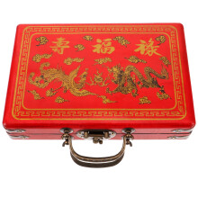 1Pack Mahjong Box Red Wood Portable Storage for Tiles Convenience