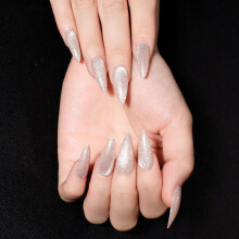 Stiletto Cat Eye Press-on Nails Glitter Gradient Glossy