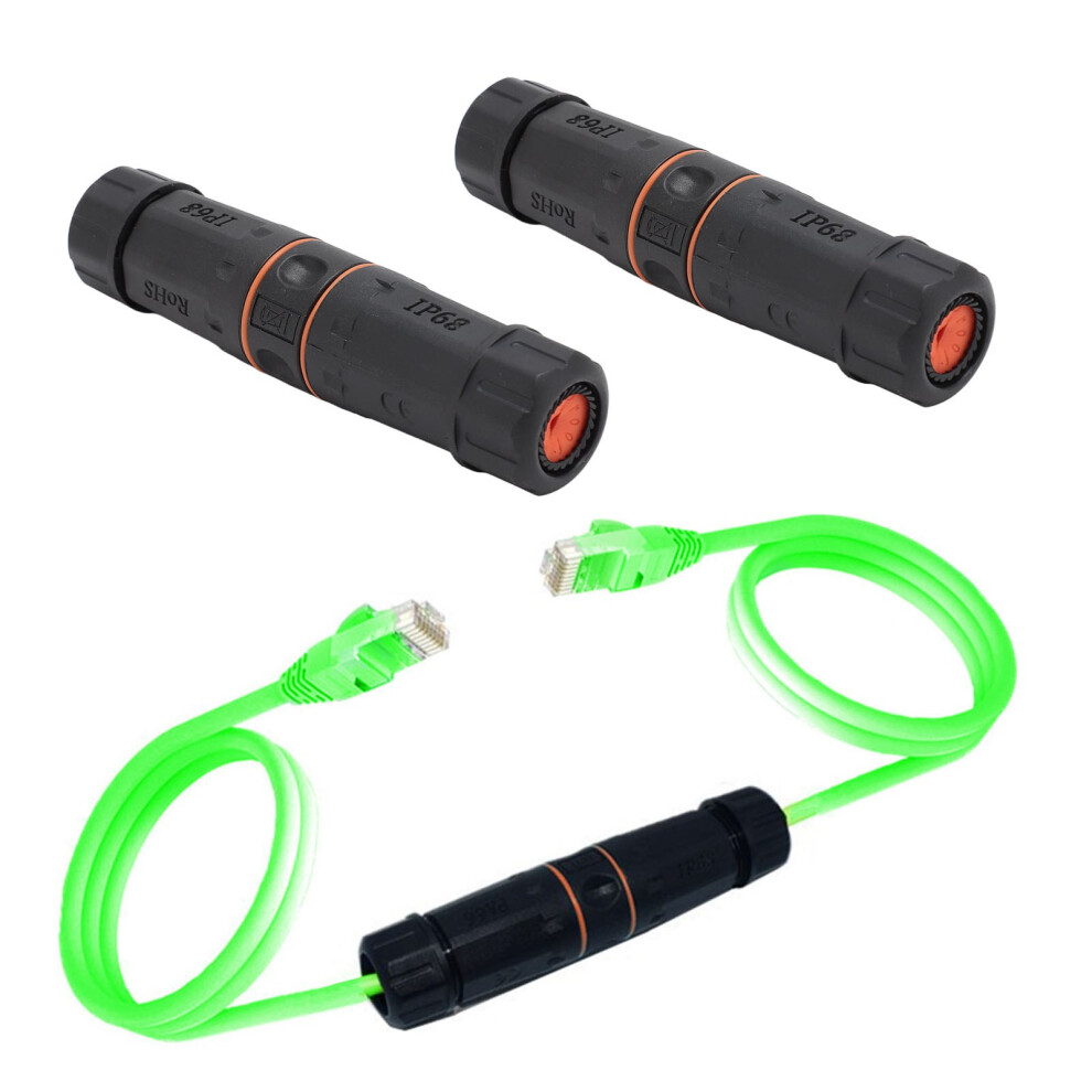 2Pcs Ip68 Waterproof Cat6a Rj45 Ethernet Coupler Female To Female 250Mhz 8181387576707