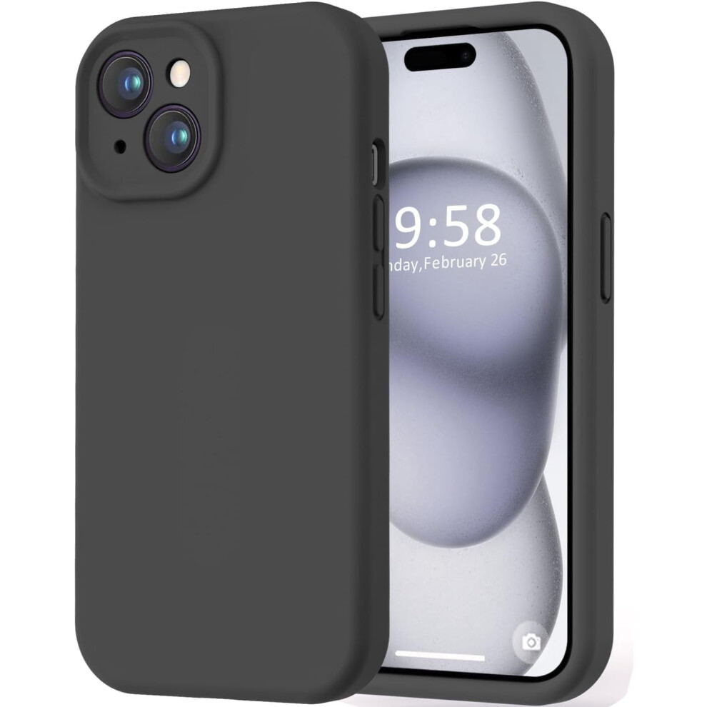 Compatible With Iphone 15 Case: Smooth Silicone, 8Ft Drop Protection, Microfiber Lining, Full Body Coverage Â Black 9557311462139