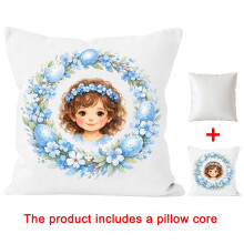 Easter Character Painting Series Cushion - Gift For Kids Soft Throw Pillow For Children's Room Decor Easter Basket Stuffer(V,Nylon,Spandex)