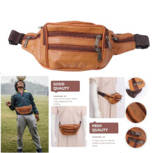 -Leather Waist Bag for Men Chest Adjustable Belt Crossbody Bags Black Purse Mens Large Handbag Miss Man
