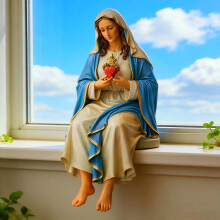 Clearance! Easter Catholic Virgin Mary Statue with Heart, Compatible with Buildclassic, Holy Mother Figure, Renaissance Sculpture, Religious Home