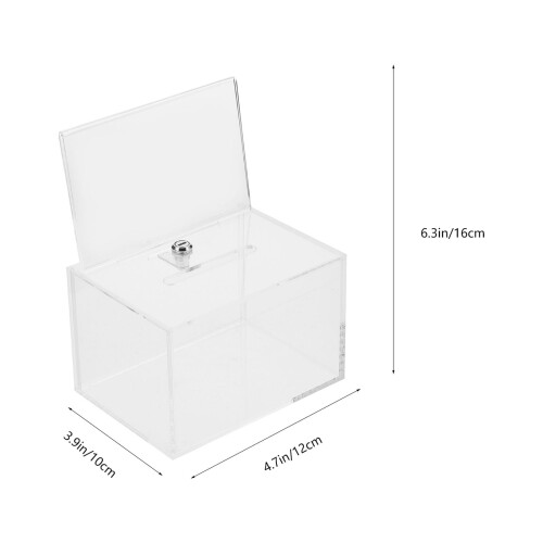1Pack Rectangular Suggestion Box for Office Use in Transparent 8.1x6.3x4.7in 1