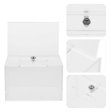 1Pack Rectangular Suggestion Box for Office Use in Transparent 8.1x6.3x4.7in