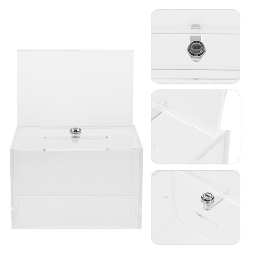 1Pack Rectangular Suggestion Box for Office Use in Transparent 8.1x6.3x4.7in