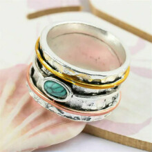 925 Silver Plated Turquoise Ring for Women Wedding Party Jewelry Rings SZ 6-13-Turquoise #6-12