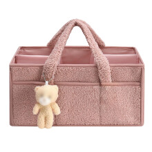Portable Cosmetic & Diaper Organizer Bag – Plush, Multi-Compartment, Large-Capacity Travel Tote, Gift for Moms (Valentine's Day, Easter)