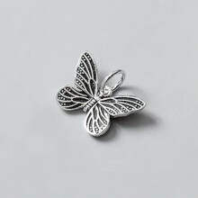 925 Sterling Silver Butterfly DIY Charm Pendant A2275-Oxidized - 1 charm