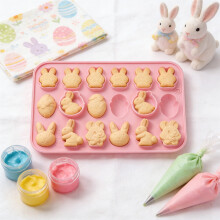 Easter Bunny Egg Carrot Silicone Chocolate Mold Non Stick Baking Mold for Cake Dessert Decor Easy Release High Temperature Resistant, Pink-A