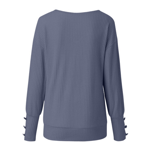 Women's V-Neck Long-Sleeve Knit Sweater Lightweight 2
