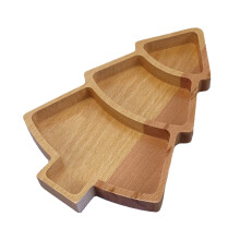 Wooden Christmas Tray, Snowman and Christmas Tree Shaped Serving Platter for Holiday Snacks, Candy, and Fruit, Ideal for Home and Restaurant Use