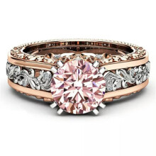 18K Rose Gold Filled Women Crystal Flower Rings Men Rings J018-7-White