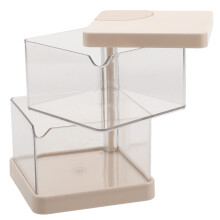 Schmuckkästchen, 2-lagiger Organizer für Haaraccessoires, drehbarer Aufbewahrungsbehälter, Make-up-Schwammhalter, Ohrring-Display für den