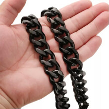 Black Stainless Steel Cuban Curb Chain Bracelet 19mm 7inch