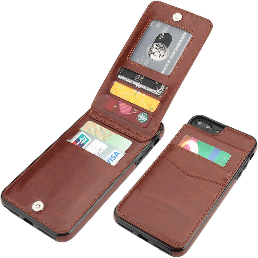 Iphone 7 Plus And 8 Plus Wallet Case Premium Leather Brown 9558830589031