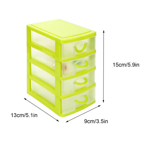 Mini Plastic Drawers Organizer, Small Storage Drawers Organizer Container Case with 4 Clear Desktop Drawer Units 2