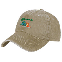 Unisex Retro Washed Christmas Hat – Dinosaur vs. Tree Design, Adjustable, Compatible with Holiday Celebrations