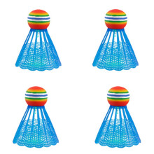4-Pack LED Light Up Badminton Shuttlecocks, Glow in The Dark Plastic Sports Equipment for Night Play, Outdoor & Indoor Games, Lighted Practice Birds