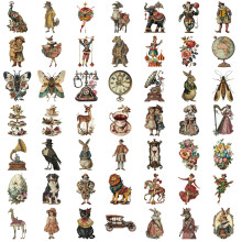 50 Sheets Retro Stationery Sticker Scrapbook Sticker Reward Sticker Victorian Sticker Decorative Sticker