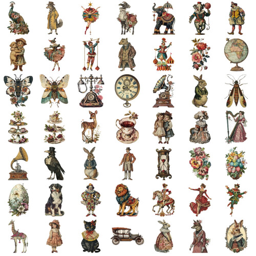 Retro Stationery Sticker Pack 50 Sheets