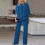 Κομψά σετ Ruffle2Piece για γυναίκες, μονόχρωμα, χαλαρά, ακανόνιστα σετ, casual παντελόνια 3