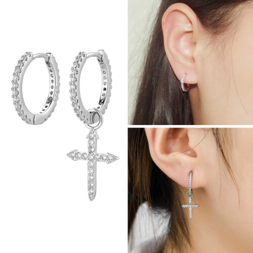 Asymmetric Cross Hoop Earrings 1 Pair 2