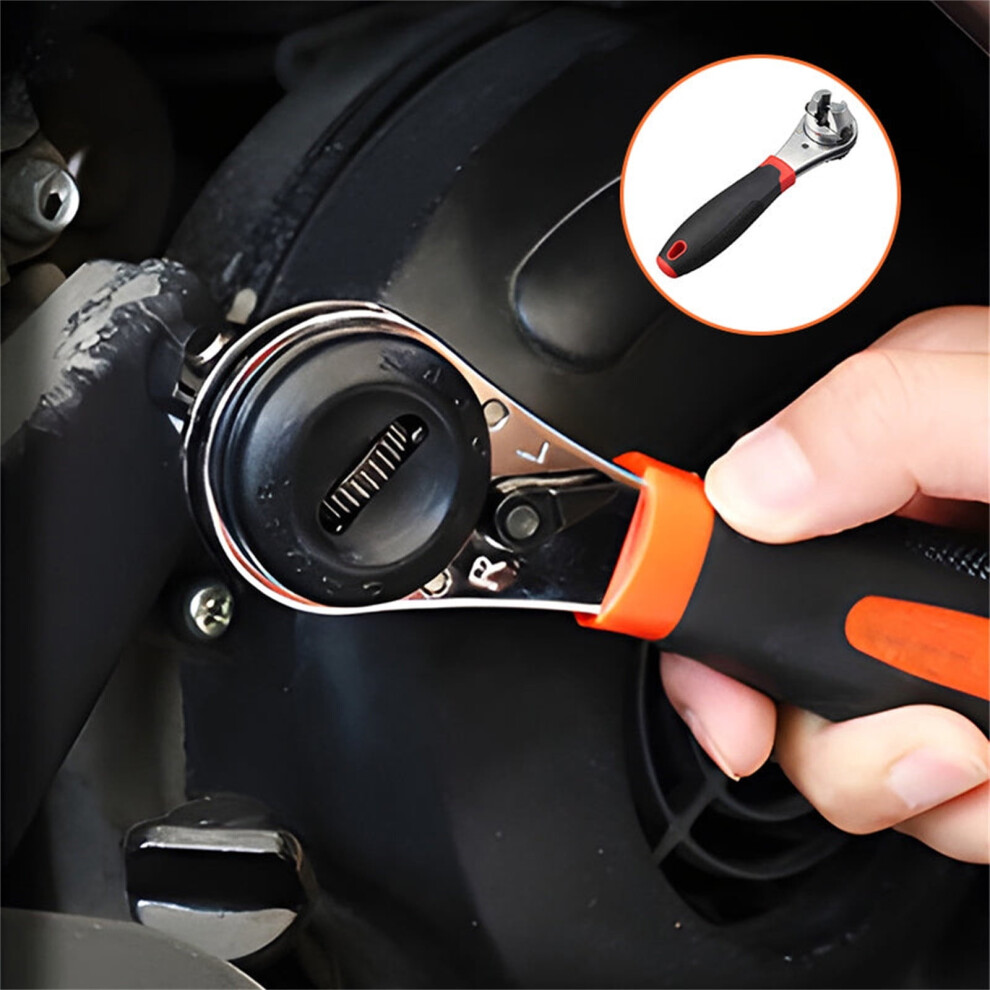Adjustable Ratchet Wrench Set 6-22Mm Universal Socket Wrench Heat Treated Steel Tool For Tools/Office(Black), 9327961822535