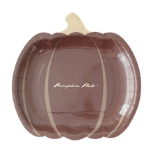 Assiettes en carton citrouille d'Halloween, décorées à la feuille d'or, écologiques et jetables – Idéales pour les fêtes d'automne et de