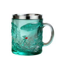 3D Novelty Coffee Cup, 200ml Embossed Mug with Handle, Heat-Resistant, Stainless Steel Rim – Compatible with Home/Kitchen/Office