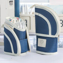 Multifunctional Retractable Pen Holder Case, Large Canvas Pouch, Telescoping Storage Bag, Blue, 22.5x11x7.5cm, for Travel, Makeup, Electronics &