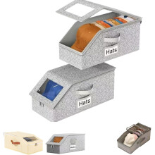 Stackable Hat Storage Boxes for Baseball Caps, Clear Lid, Dual Access, Space-Saving & Breathable – Holds 12–24 Hats (2PCS)