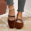 Willtoo Women's Square Toe Ballet Flats Suede Ankle Strap 6