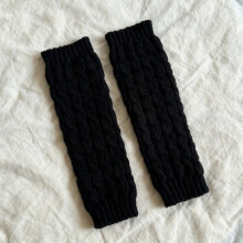 Fleece Lined Leg Warmers Women Knitted Long Boot Socks Winter Solid Color Knee-High Thick Calf Warmers for Daily Wear Skating