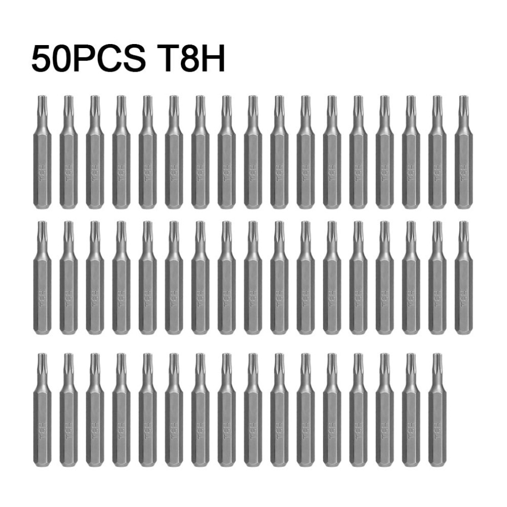 50Pcs 4Mm Hex Shank Torx Plum Blossom Screwdriver Bits Set (T8h), Compatible With Power Tools 9327961823471
