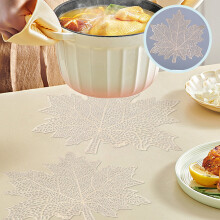 Maple Leaf Placemat Christmas Thanksgiving Decorations Non Heat Resistant Pvc Versatile s Placemat or Decorative Tray 15.0x15.0in Pink