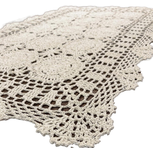 Rectangular Cotton Handwork Crochet Lace Table Runner Cloth Doilies, Table Centerpieces for Dining Room 1