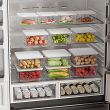 XiYing Stackable Refrigerator Organizer with Lid, Transparent Food Storage Container for Kitchen Pantry, Set Of 3 Sizes (Small, Medium, Large)