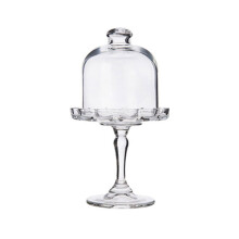 Tizuqe Clear Glass Footed Serving Tray with Dome Cover for Dessert Presentation Candy Display and Special Event Decoration