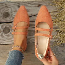 Willtoo Mary Jane Flat Shoes Pointed Toe Ballet Flats Work Shoes Women Dressy Slip-on Loafers Comfortable Classic Strap Flats for Office
