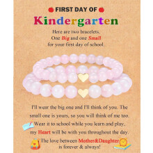 2-Piece Mother & Daughter Back to School Bracelets – Compatible with Kindergarten to 2nd Grade, Christmas, Valentine's, Mother's Day, Easter,