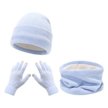 Warm Winter Knit Scarf Hat Set Soft Yarn For Outdoor Riding Skiing In Cold Weather