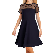 Girls Summer Dress Formal Elegant Mesh Short Sleeve Midi Dresses A Line Casual Party Dresses