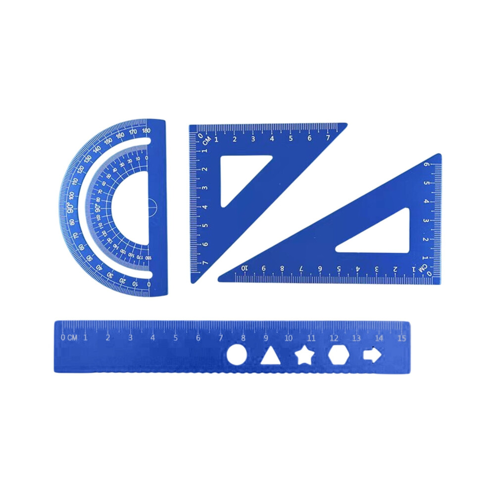 铝制学生尺套装：直尺三角尺量角器金属刻度
