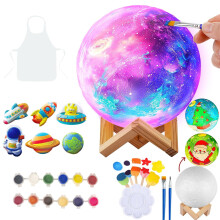 AuroraX DIY Paint-Your-Own Moon Cordless Lamp – Portable 3D Plaster Craft Kit, LED Mood Night Light for Bedroom, Living Room, Birthday Gifts