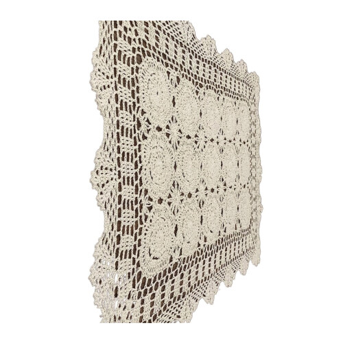 Rectangular Cotton Handwork Crochet Lace Table Runner Cloth Doilies, Table Centerpieces for Dining Room