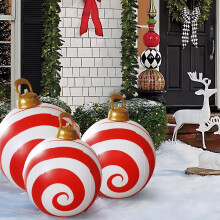 Boule de Noël gonflable géante – Boule à souffler en PVC style Holiball pour l'extérieur, grande décoration pour jardin/pelouse/terrasse,