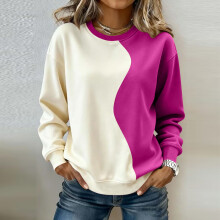 Felpa da donna a blocchi di colore, girocollo, maniche raglan