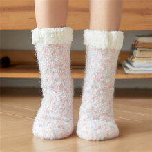 Papapt1 Paar Dikke Pantoffelsokken voor Dames Gevoerde Vloersokken Lamswollen Gevoerde Pantoffelsokken Winter Warme Zachte Binnensokken Kerstcadeau