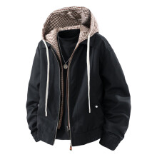 Veste utilitaire à carreaux patchwork pour homme, manches longues, fermeture éclair